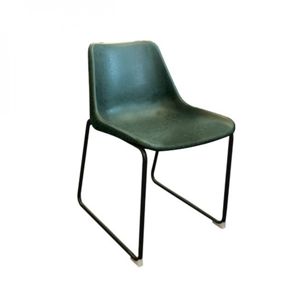 Καρέκλα "PROXY" μεταλλική μαύρη από τεχνόδερμα σε πράσινο χρώμα 45x54x74