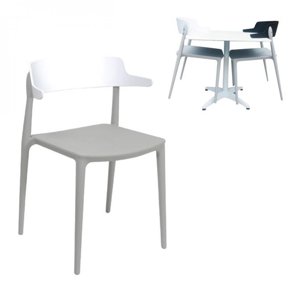 Καρέκλα "NADIA" από πολυπροπυλενίου σε γκρι-λευκό χρώμα 50x53x75