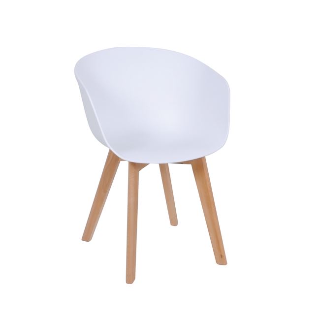 Πολυθρόνα "OPTIM" ξύλινη-pp χρώματος λευκό 55x56x80