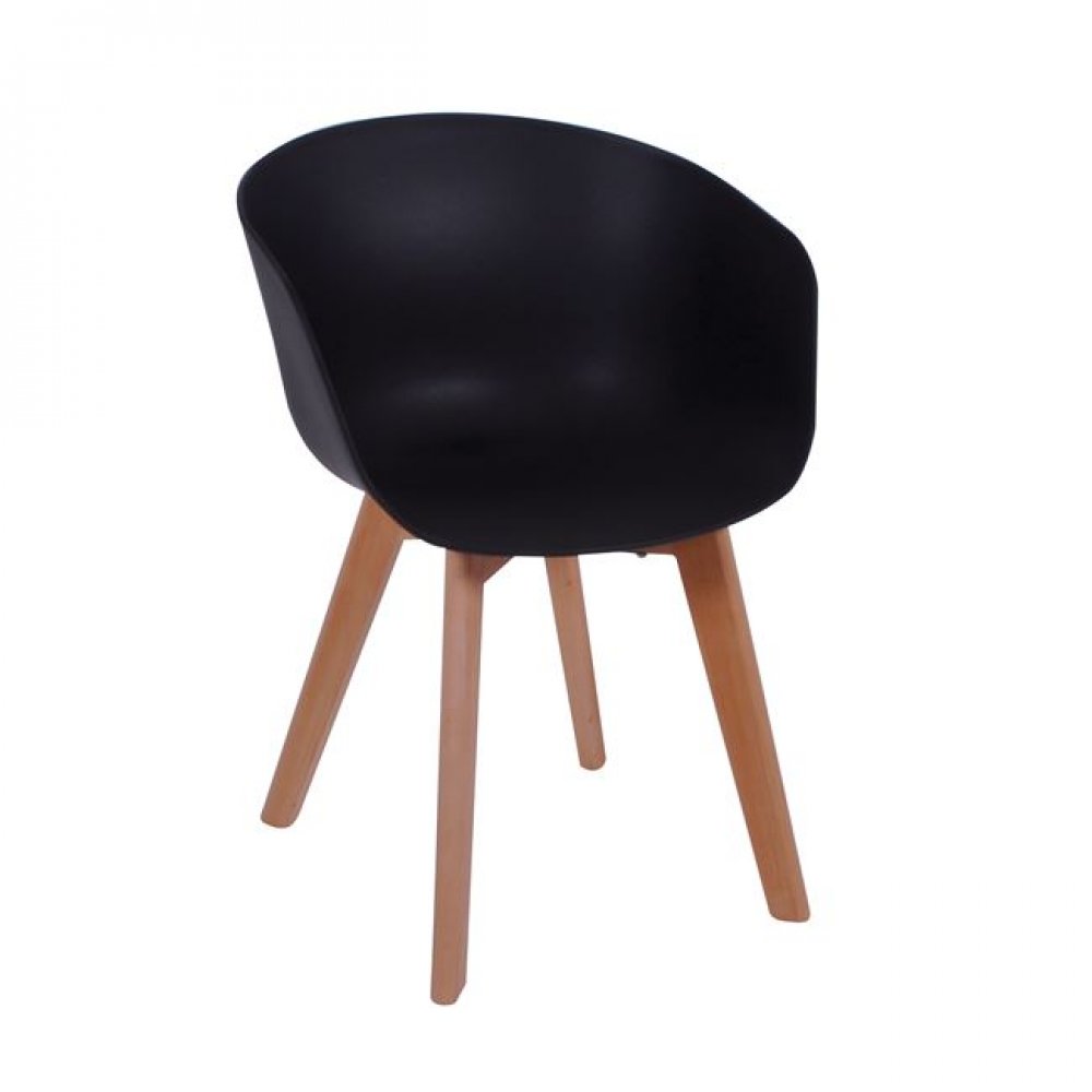 Πολυθρόνα "OPTIM" ξύλινη-pp χρώματος μαύρο 55x56x80