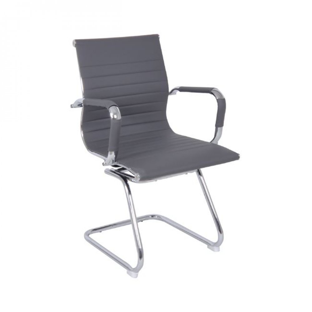 Πολυθρόνα επισκέπτη από τεχνόδερμα σε γκρι χρώμα 54x59x95