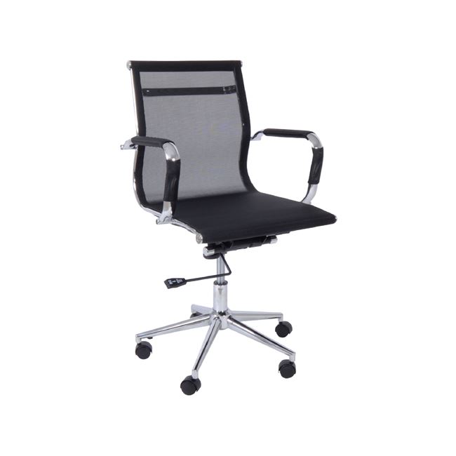 Πολυθρόνα εργασίας χαμηλή πλάτη από ύφασμα mesh σε μαύρο χρώμα 54x59x95/105