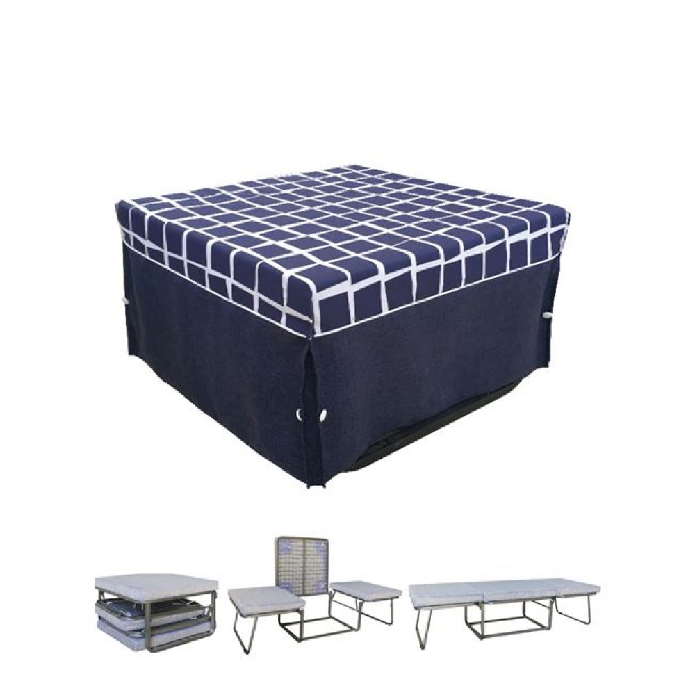 Σκαμπώ-κρεβάτι "LOGAN" από ύφασμα σε μπλε χρώμα 75x75x47