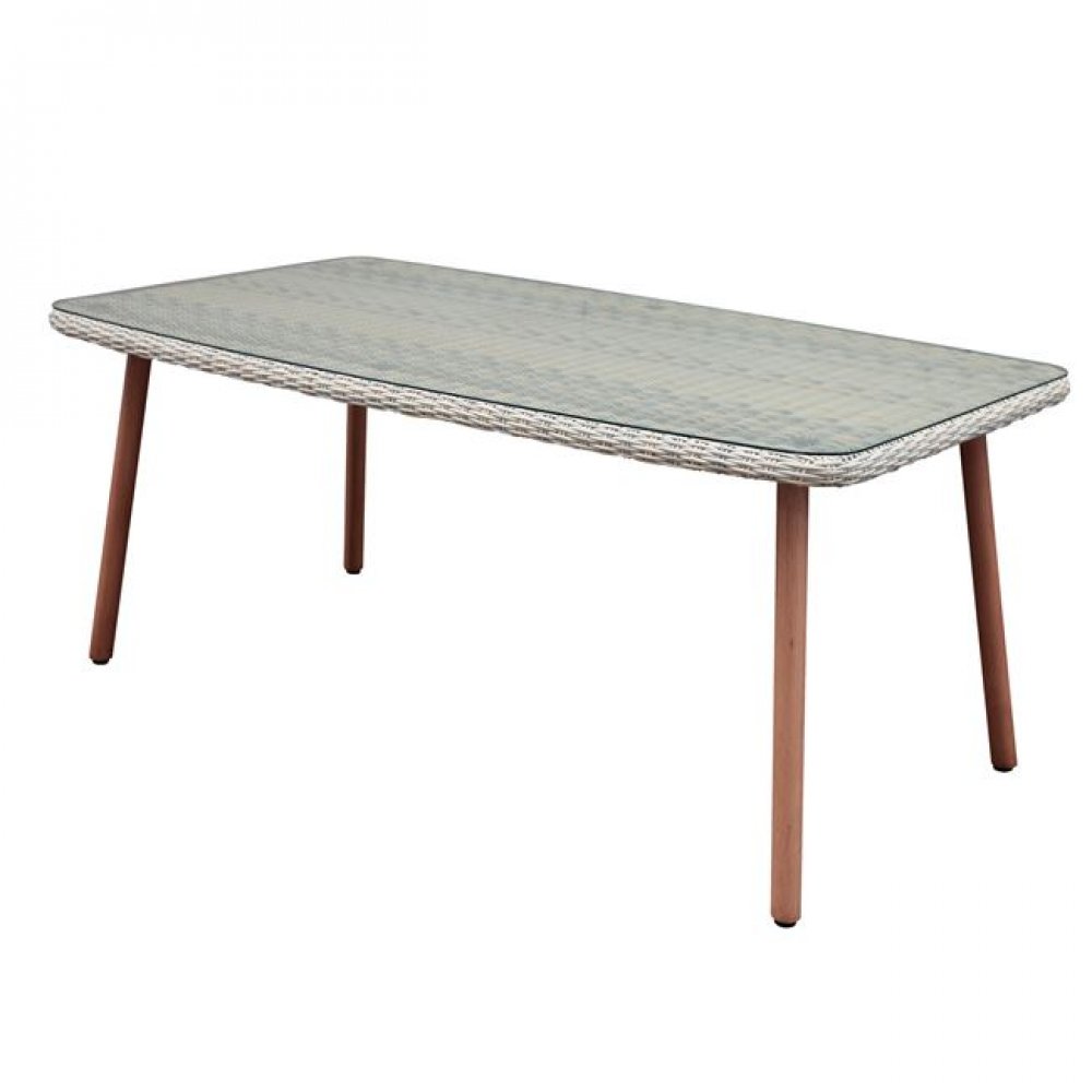 Τραπέζι "MARCO" μεταλλικό με πλέξη wicker σε μπεζ  χρώμα 180x100x75