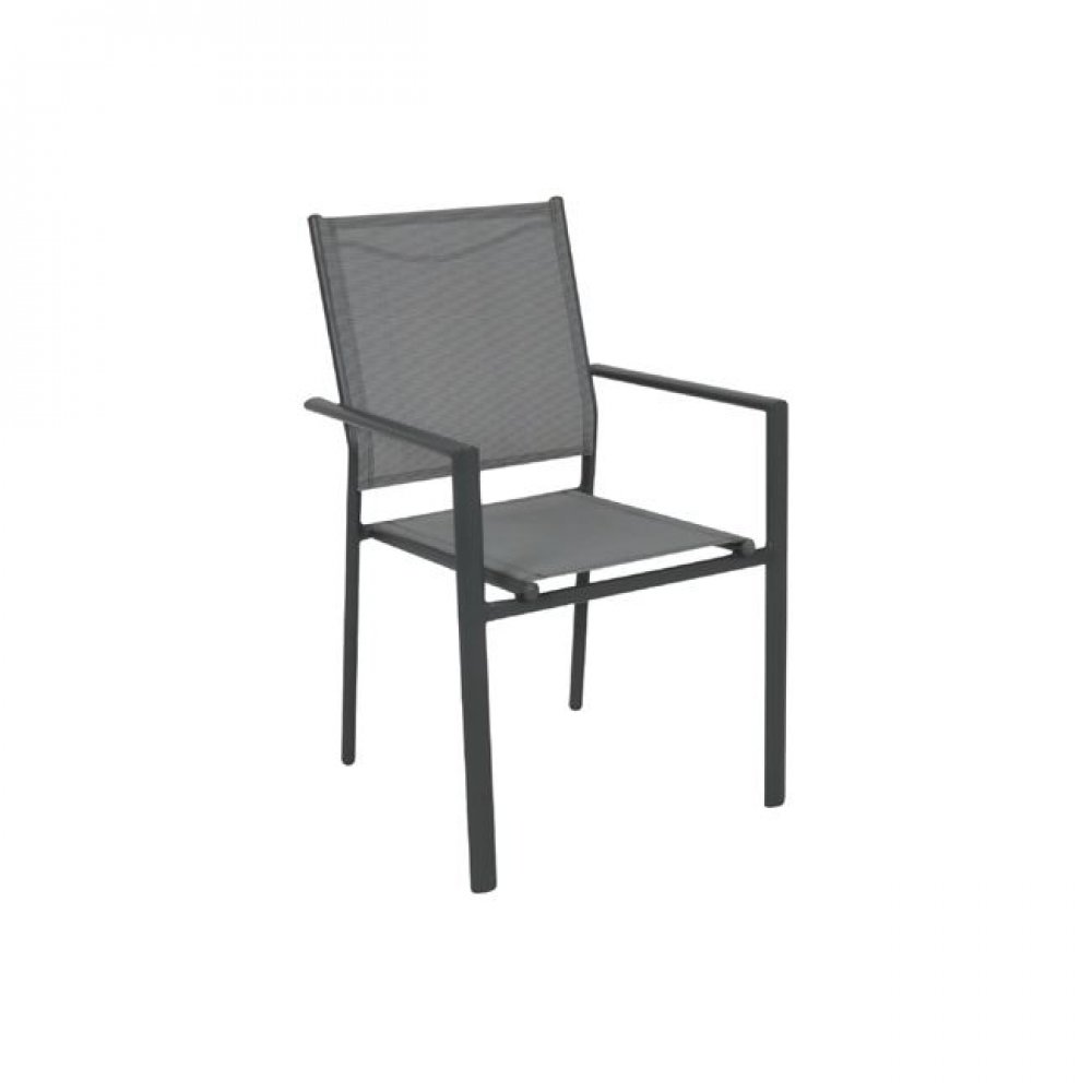 Πολυθρόνα "LANSON" μεταλλική ανθρακί με textilene σε γκρι χρώμα 55x55x86