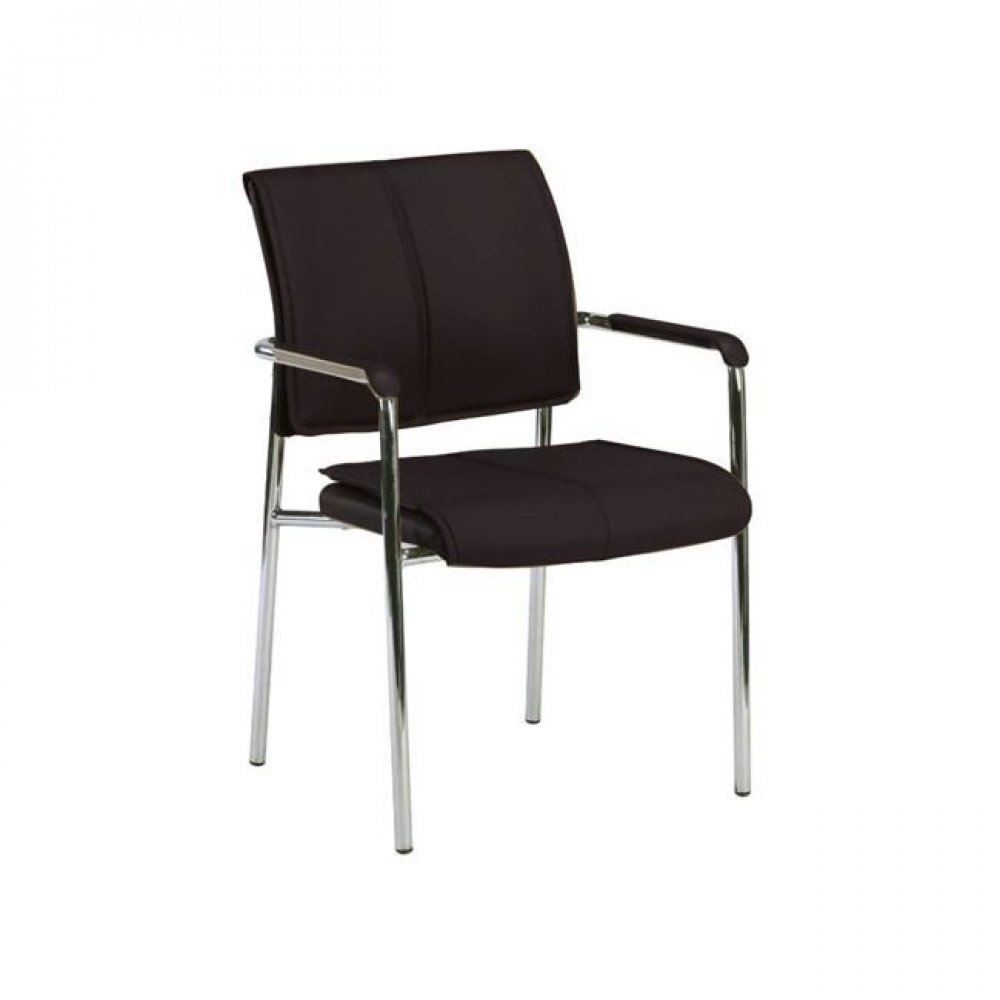 Πολυθρόνα επισκέπτη "ELDER" χρωμίου από τεχνόδερμα σε χρώμα μαύρο 50x45x81