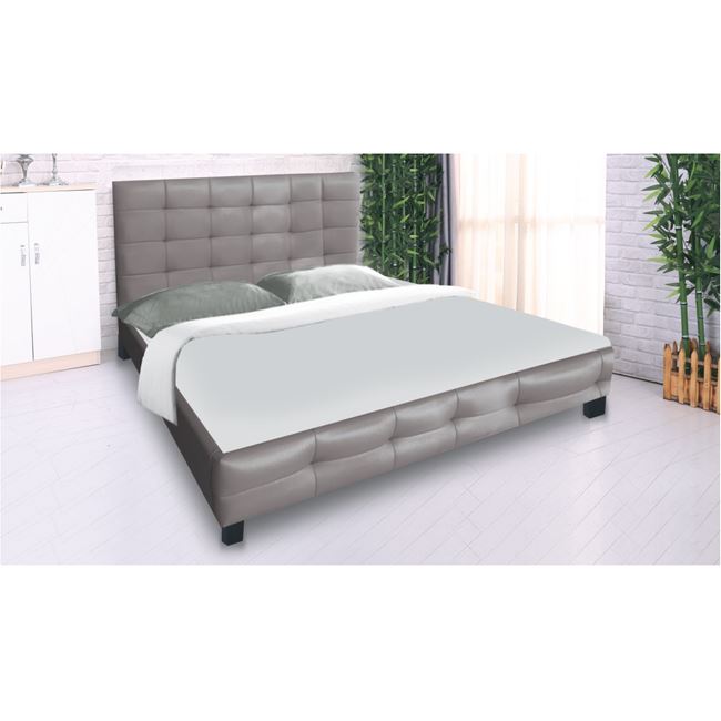 Κρεβάτι "FIDEL" διπλό από τεχνόδερμα σε cappuccino χρώμα 168x215x107