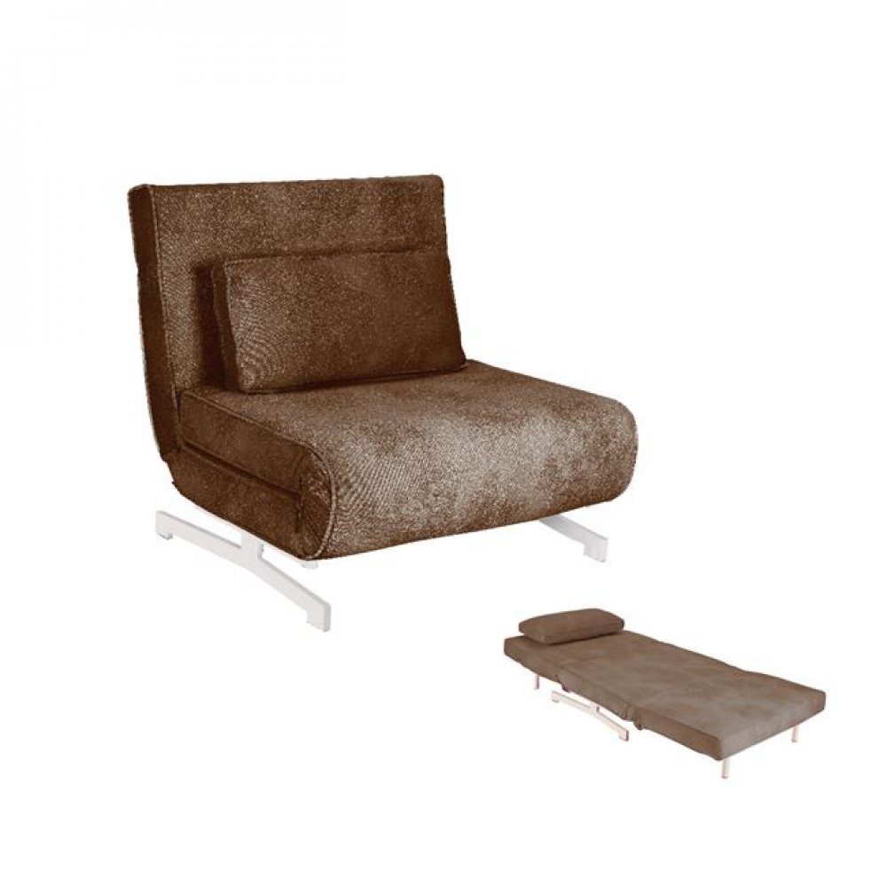 Πολυθρόνα -κρεβάτι "FALCO" από ύφασμα σε χρώμα καφέ 90x89x88