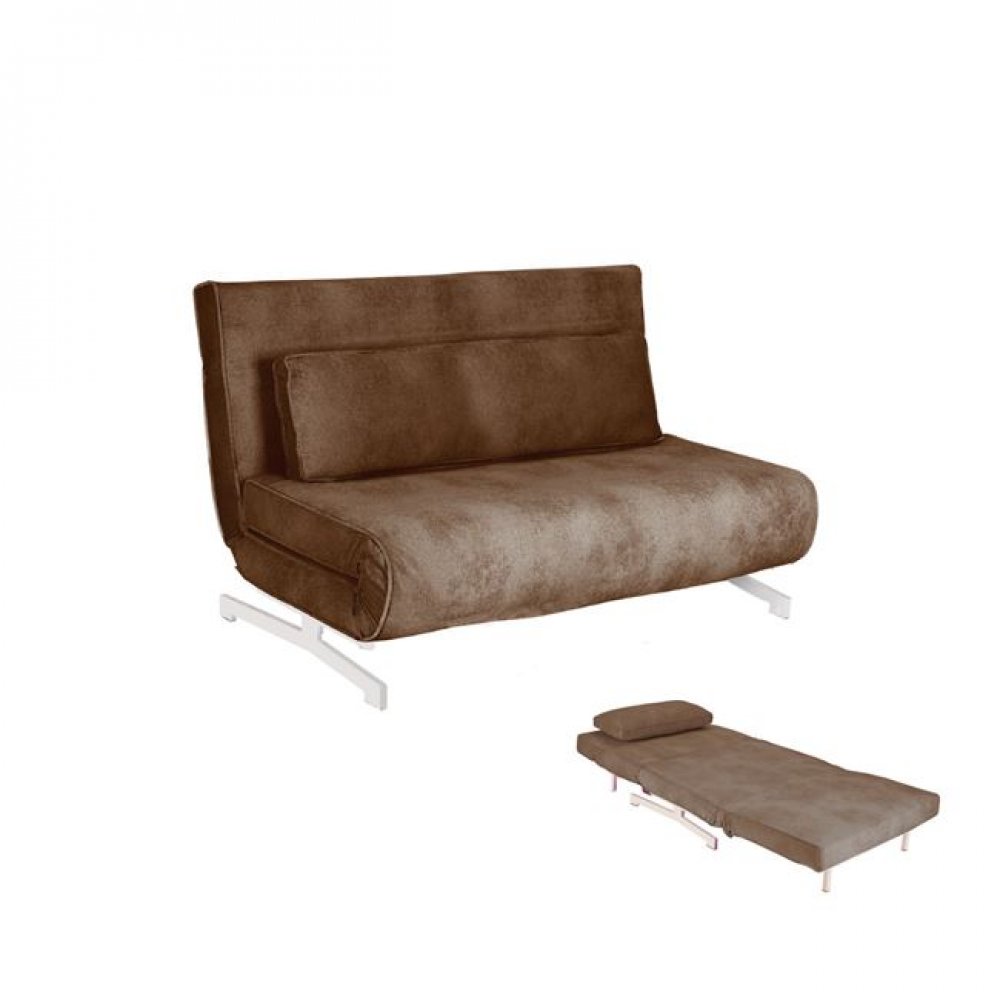 Καναπές -κρεβάτι "FALCO" διθέσιος από ύφασμα σε χρώμα καφέ 140x89x88