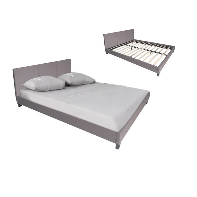 Κρεβάτι "WILTON" διπλό από τεχνόδερμα σε χρώμα cappuccino 169x213x89