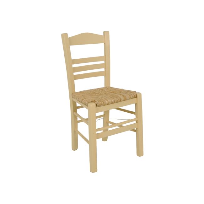 Καρέκλα "ΣΙΦΝΟΣ" με ψάθα και λάκα εμποτισμού κρεμ 41x45x88