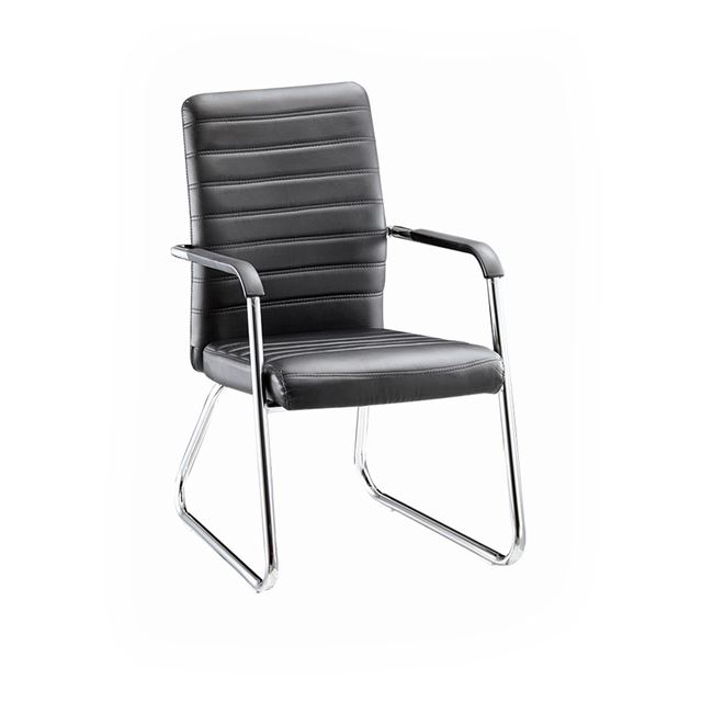 Πολυθρόνα επισκέπτη "COLLET " χρωμίου από τεχνόδερμα σε μαύρο χρώμα 55x64x95