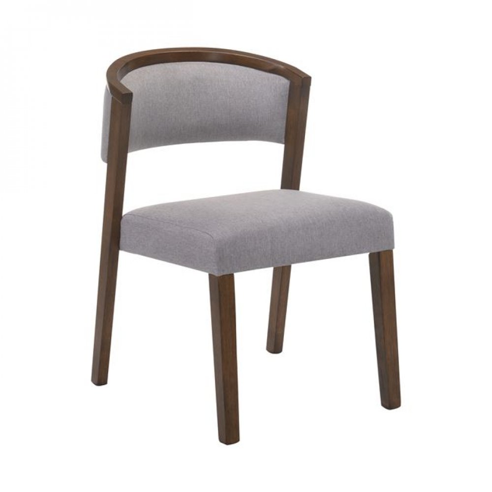 Καρέκλα "KEVIN" καρυδί με ύφασμα σε γκρι χρώμα 51x59x80