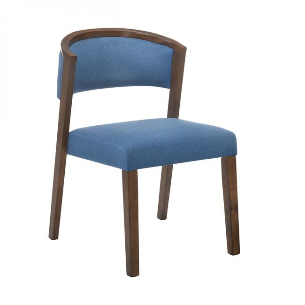 Καρέκλα "KEVIN" καρυδί με ύφασμα σε μπλε χρώμα 51x59x80