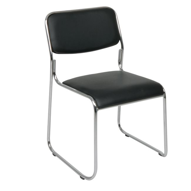 Καρέκλα επισκέπτη "CAMPUS" χρωμίου από τεχνόδερμα σε μαύρο χρώμα 51x52x78