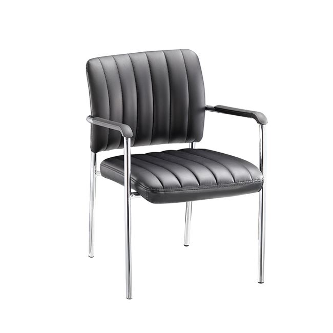 Πολυθρόνα επισκέπτη "DENIM" χρωμίου από τεχνόδερμα σε μαύρο χρώμα 57x58x80