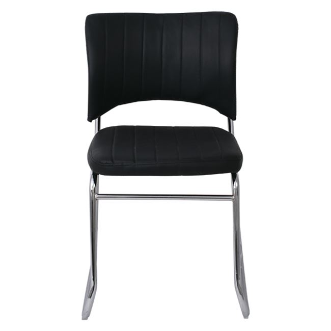 Καρέκλα επισκέπτη "VENUS" χρωμίου από τεχνόδερμα σε μαύρο χρώμα 50x56x84