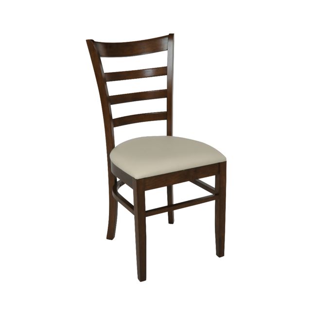 Καρέκλα "NATURALE-L" σε καρυδί χρώμα με pvc εκρού 42x50x91