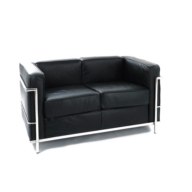 Καναπές "GENOVA" διθέσιος από pu-inox σε μαύρο χρώμα 130x73x71