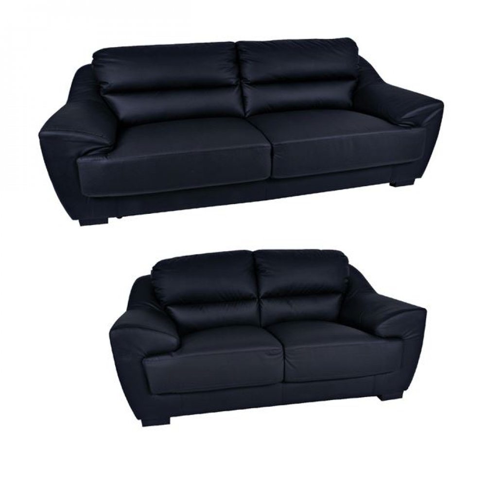 Σετ καναπέδες "ELMA" δερμάτινοι/pvc σε μαύρο χρώμα 223x97x89