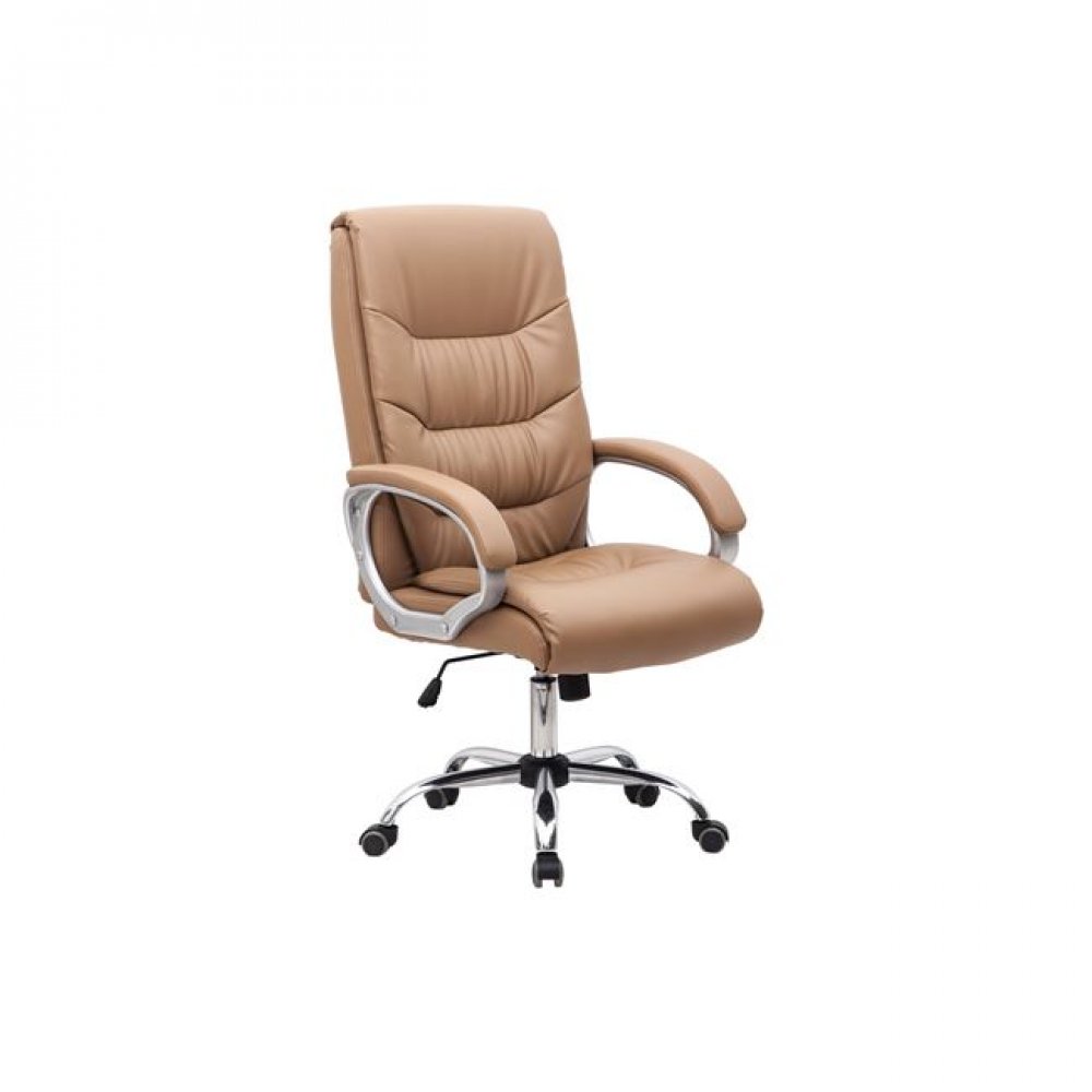 Πολυθρόνα διευθυντή από τεχνόδερμα σε χρώμα μπεζ 64x72x110/118