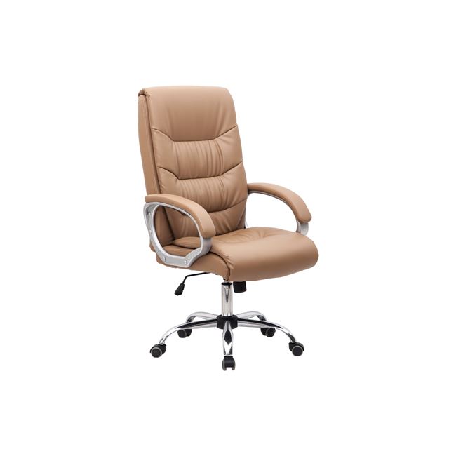 Πολυθρόνα διευθυντή από τεχνόδερμα σε χρώμα μπεζ 64x72x110/118
