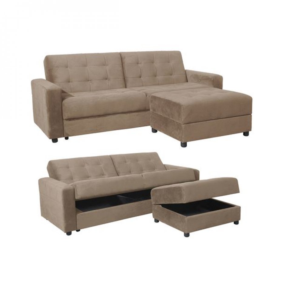 Καναπές-κρεβάτι "JACKSON" από ύφασμα σε χρώμα μπεζ 193x81x77