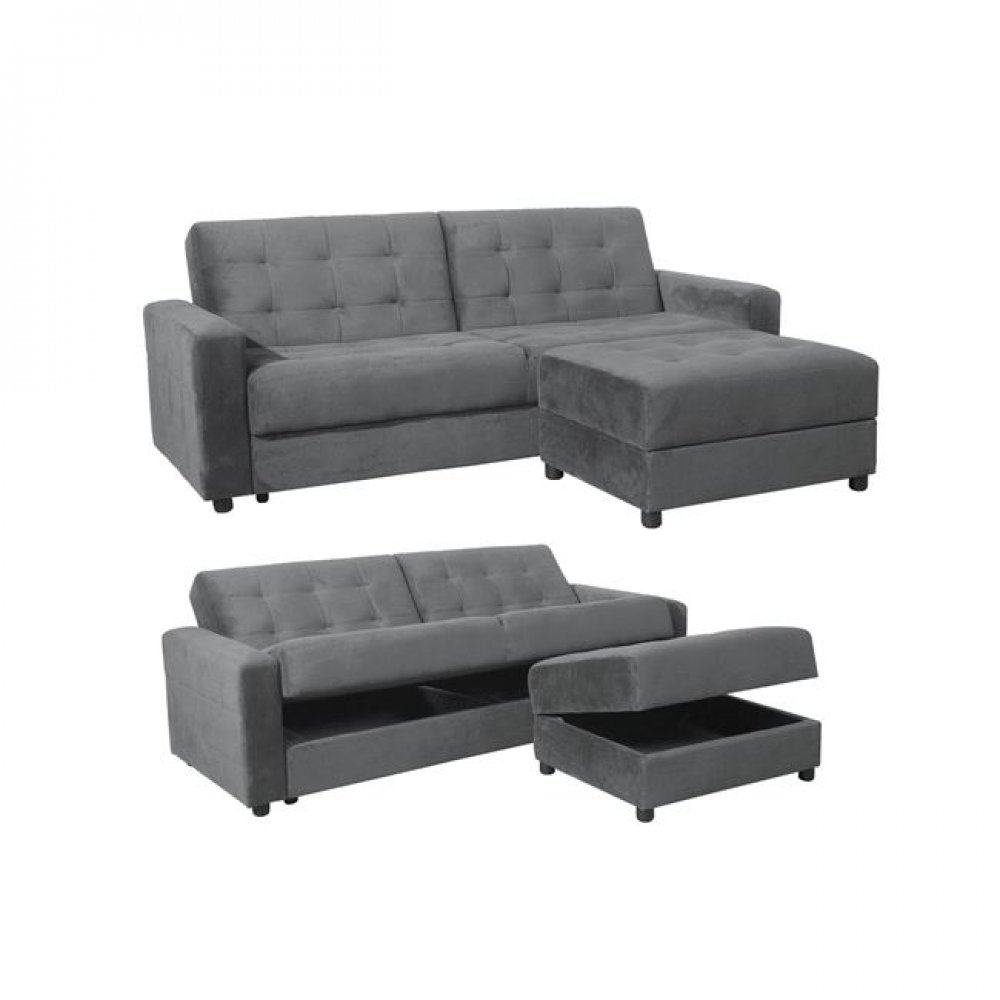 Καναπές-κρεβάτι "JACKSON" από ύφασμα σε χρώμα γκρι 193x81x77