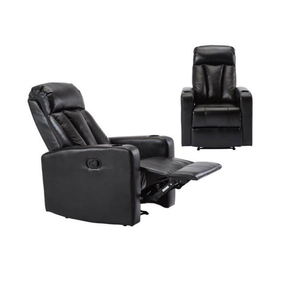Πολυθρόνα "LIVING" relax από τεχνόδερμα σε χρώμα μαύρο 76x100x109