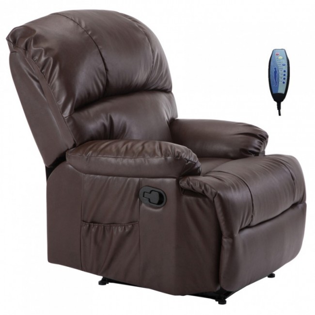 Πολυθρόνα "SPACE" massage από τεχνόδερμα σε καφέ χρώμα 88x93x102