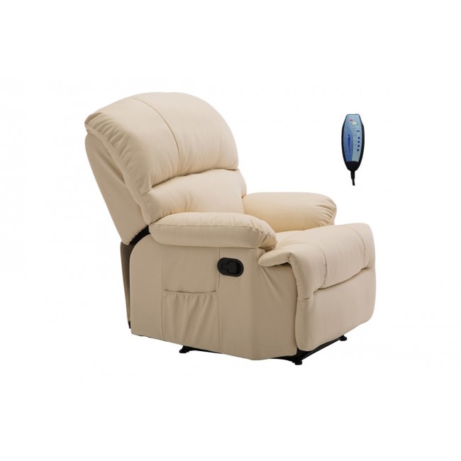 Πολυθρόνα "SPACE" massage από τεχνόδερμα σε χρώμα μπεζ 88x93x102