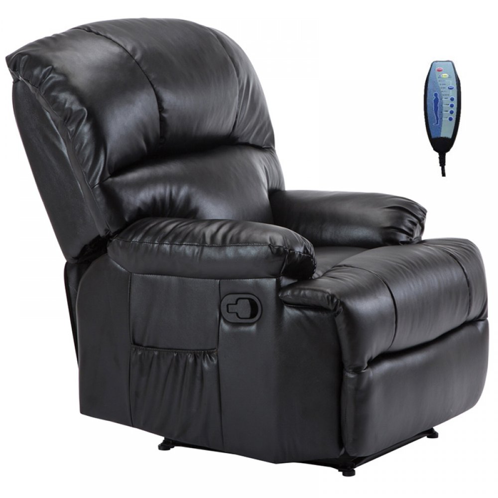 Πολυθρόνα "SPACE" massage από τεχνόδερμα σε μαύρο χρώμα 88x93x102