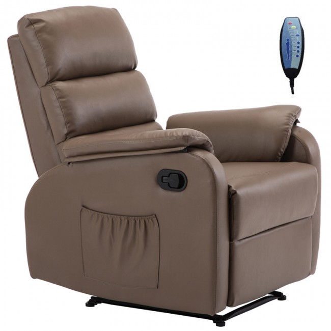 Πολυθρόνα "COMFORT" massage relax από τεχνόδερμα σε χρώμα cappuccino 79x97x101