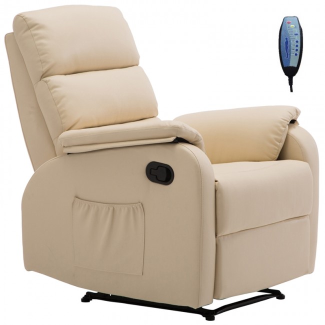 Πολυθρόνα "COMFORT" massage relax από τεχνόδερμα σε χρώμα μπεζ 79x97x101