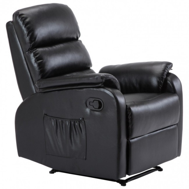 Πολυθρόνα "COMFORT" relax από τεχνόδερμα σε χρώμα μαύρο 79x97x101