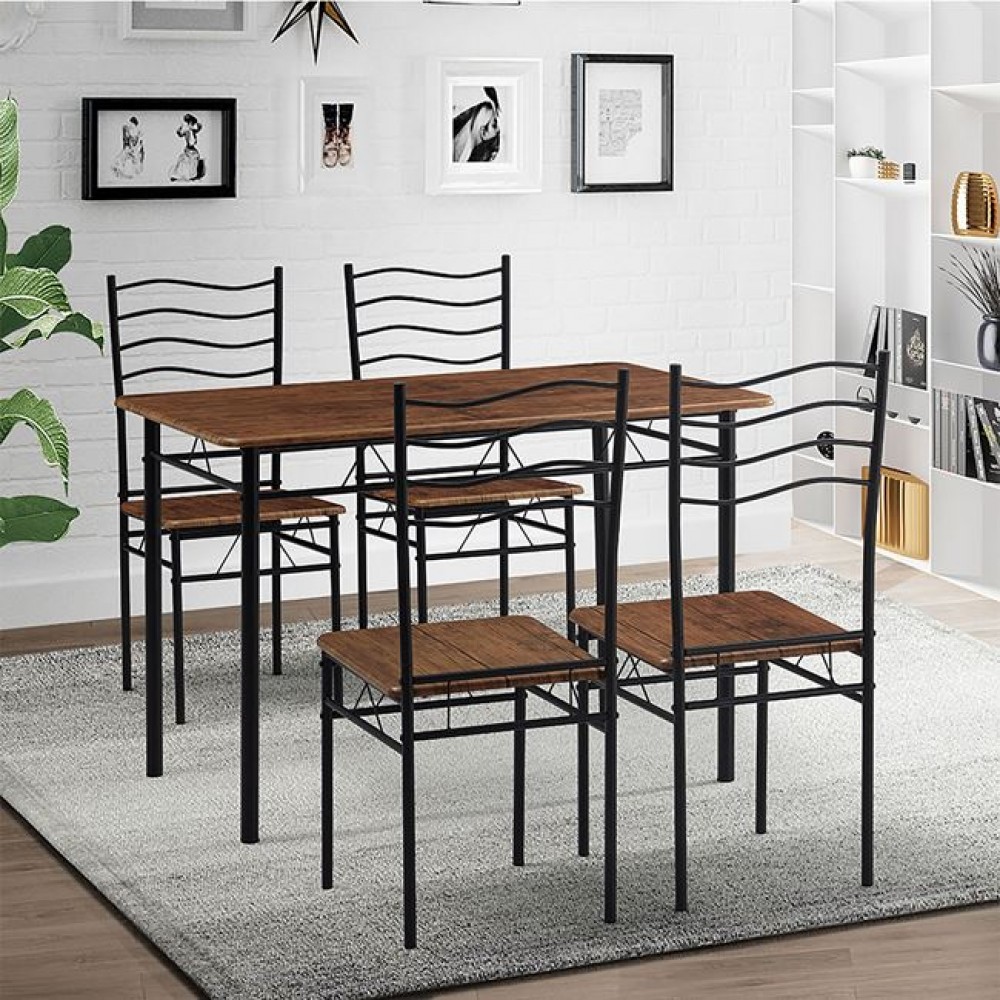 Σετ τραπεζαρίας "IVAR" 5τμχ από μεταλλικό μαύρο σκελετό 110x70x76