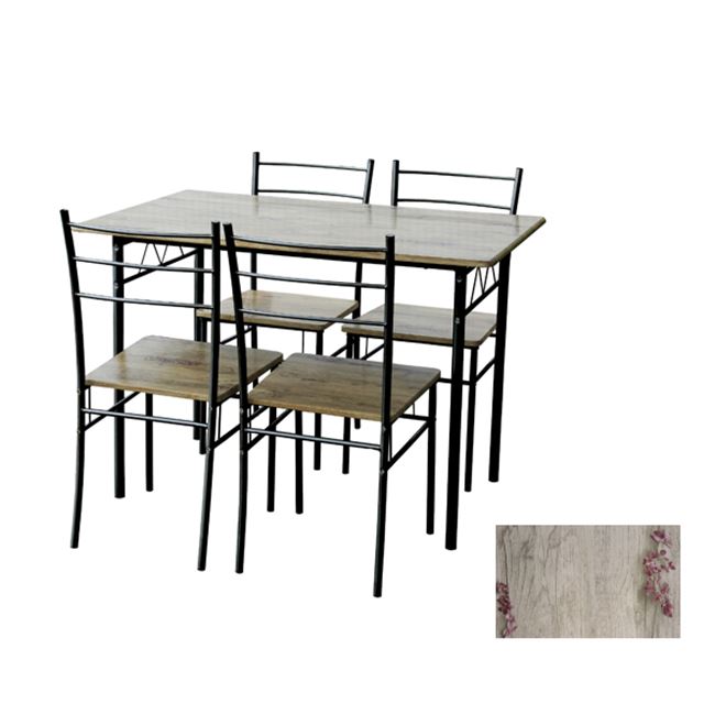 Σετ τραπεζαρίας "IVAR" 5τμχ από μεταλλικό μαύρο σκελετό 110x70x76