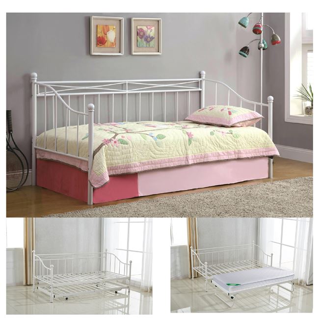 Κρεβάτι "MARIN" μονό επεκτ/νο μεταλλικό σε λευκό χρώμα 97x198x93