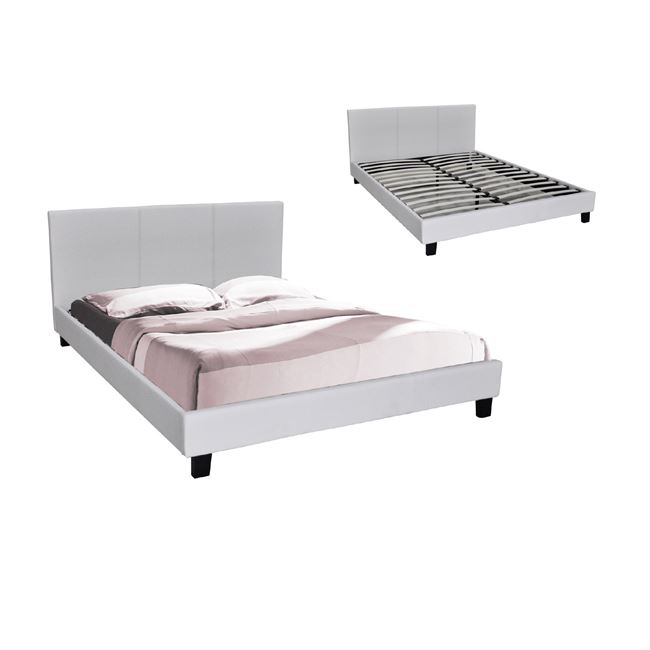 Κρεβάτι "WILTON" μονό από τεχνόδερμα σε λευκό χρώμα 97x203x89