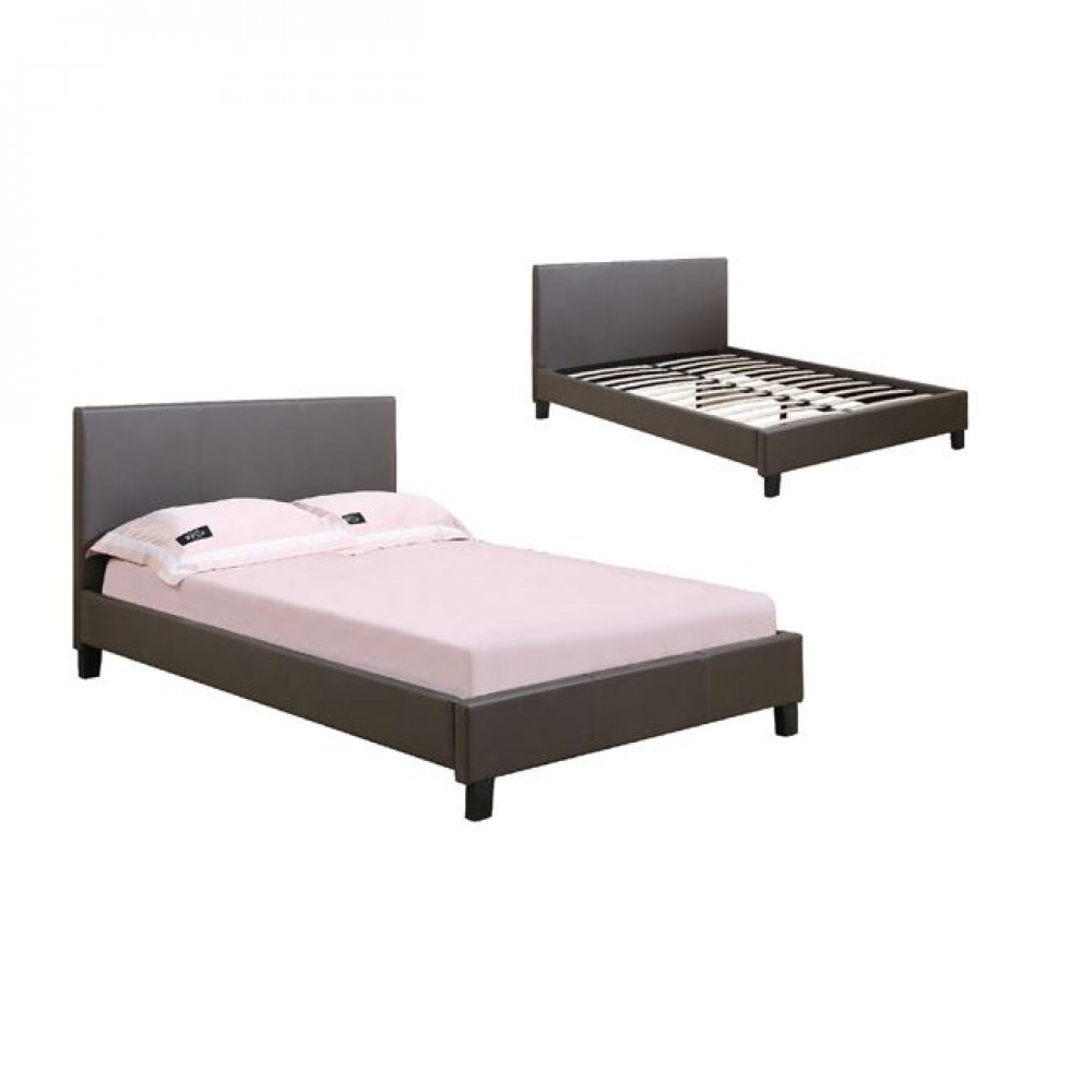 Κρεβάτι "WILTON" μονό από τεχνόδερμα σε καφέ χρώμα 97x203x89