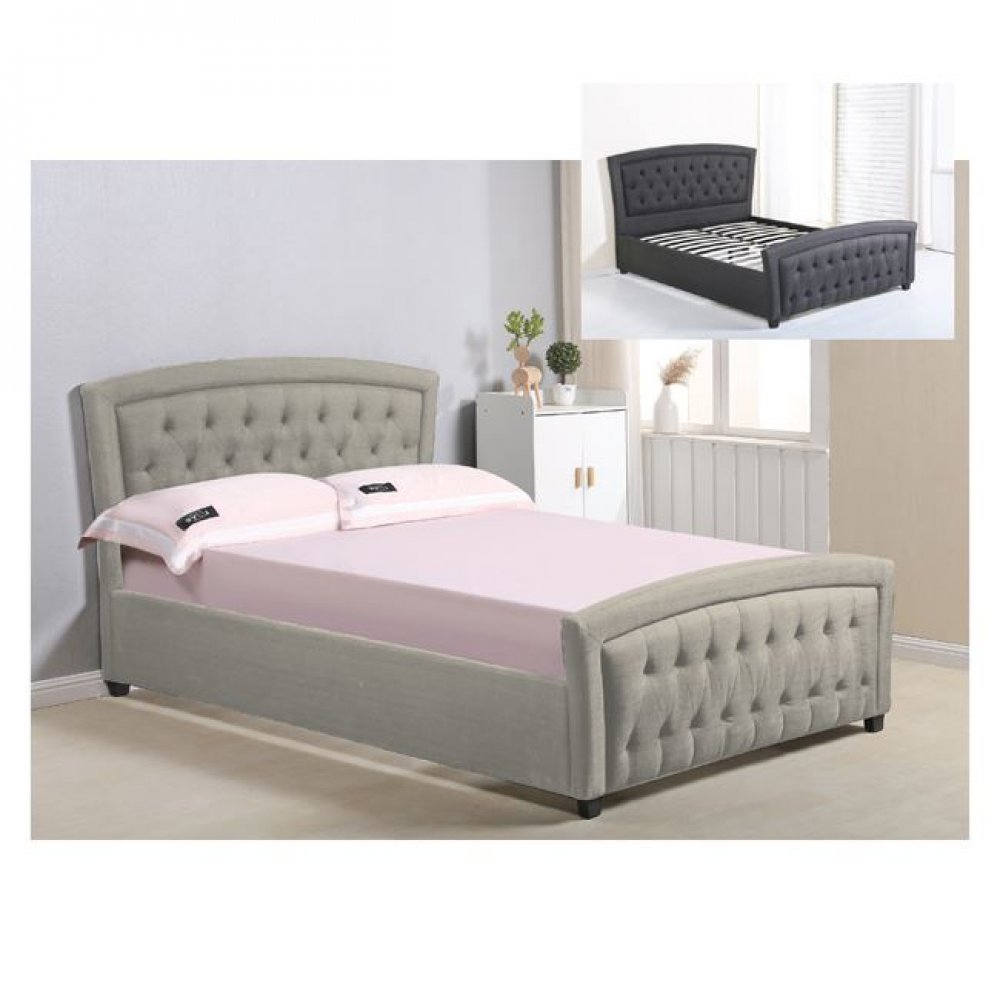 Κρεβάτι "ROMEO" διπλό από ύφασμα σε χρώμα μπεζ 158x212x104