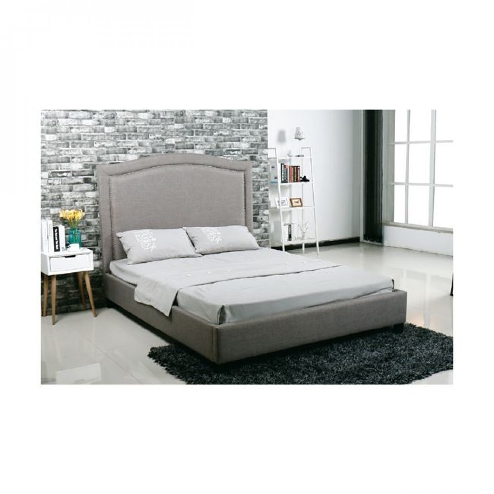 Κρεβάτι "SPENCER" διπλό από ύφασμα σε ανοιχτό γκρι χρώμα 170x216x140