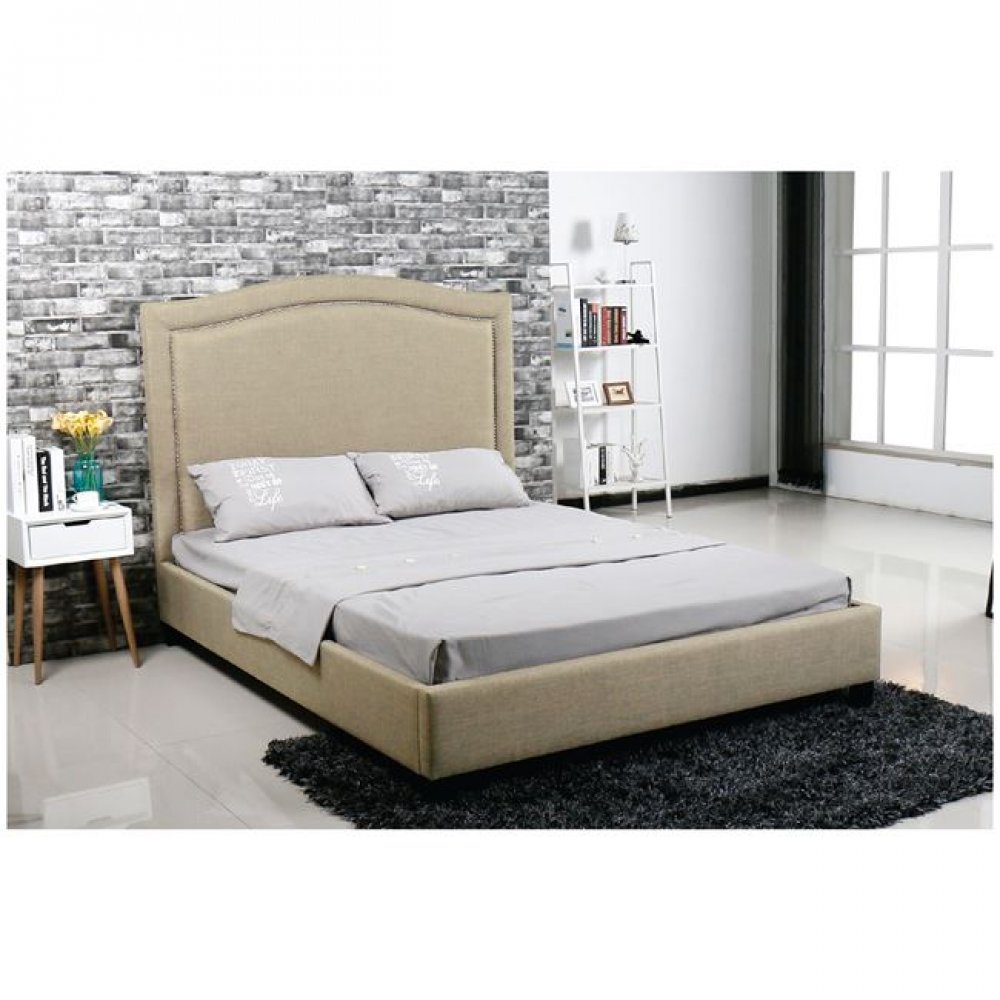 Κρεβάτι "SPENCER" διπλό από ύφασμα σε χρώμα μπεζ 170x216x140