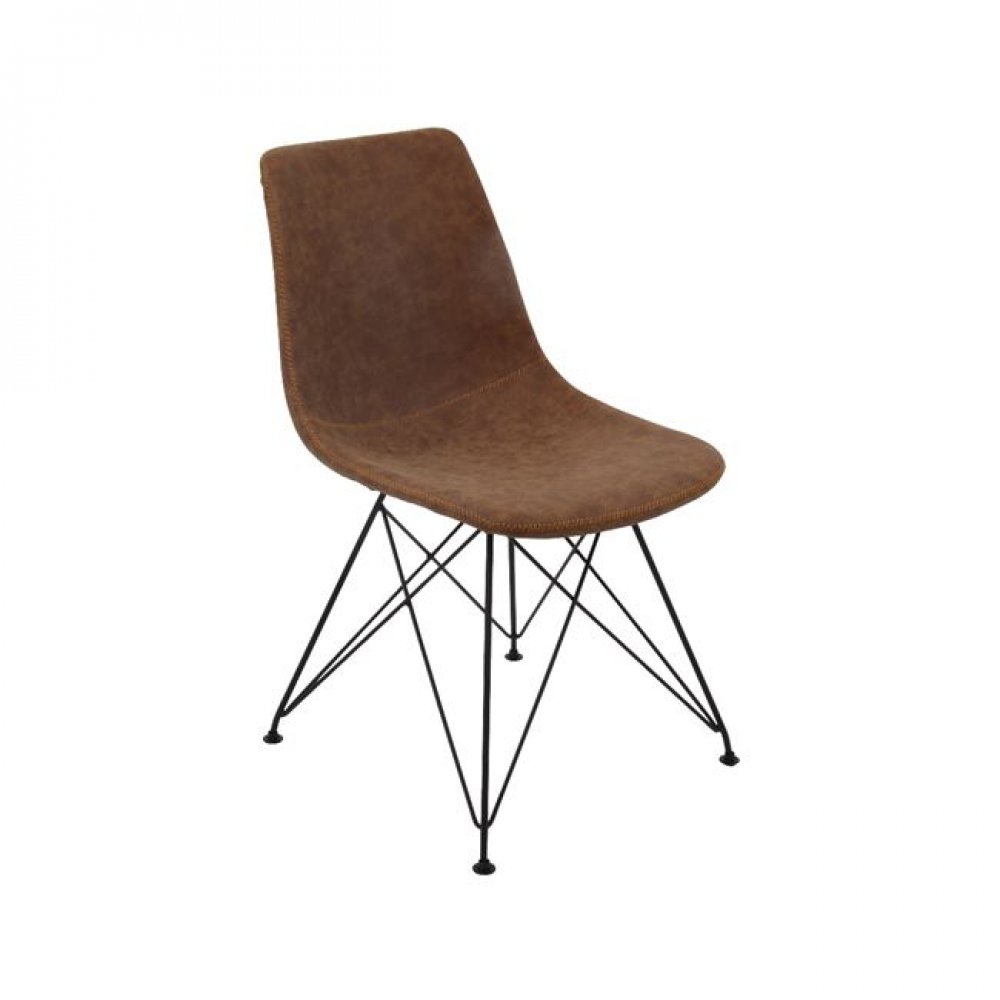 Καρέκλα "PANTON" μεταλλική-pu σε vintage καφέ χρώμα 43x57x81