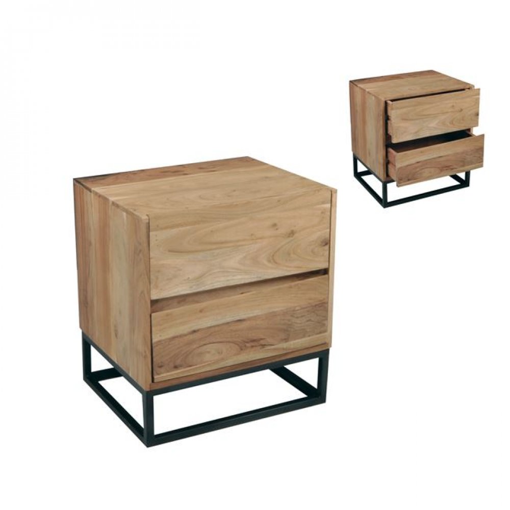 Κομοδίνο "NEPAL" με 2 συρτάρια σε χρώμα φυσικό 50x40x55