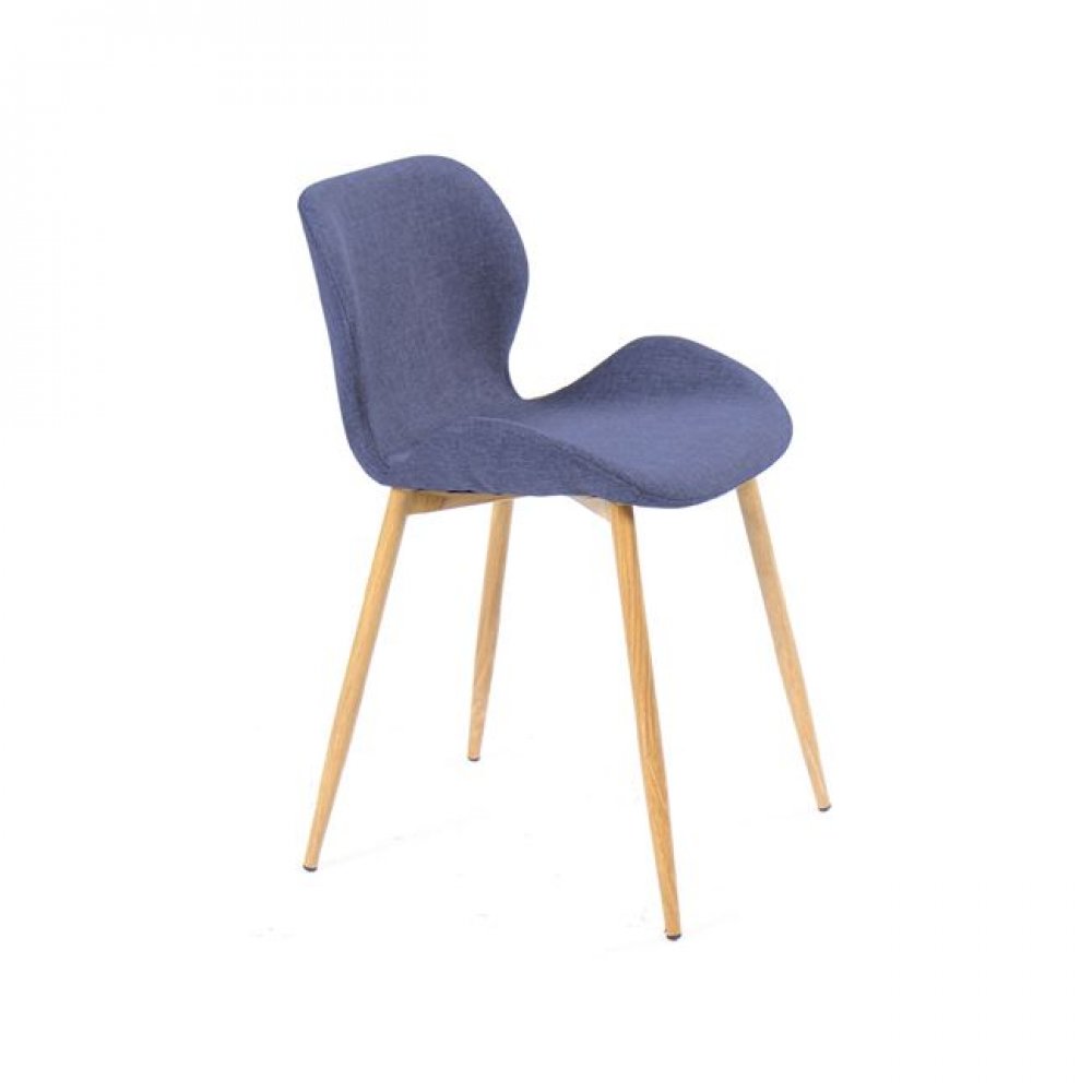 Καρέκλα "LILIAN" μεταλλική-υφασμάτινη σε φυσικό-μπλε χρώμα 46x48x75