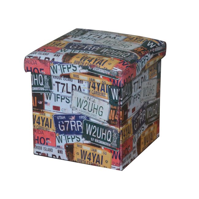 Σκαμπώ αποθηκευτικό "ORION" από τεχνόδερμα πολύχρωμο 38x38x38