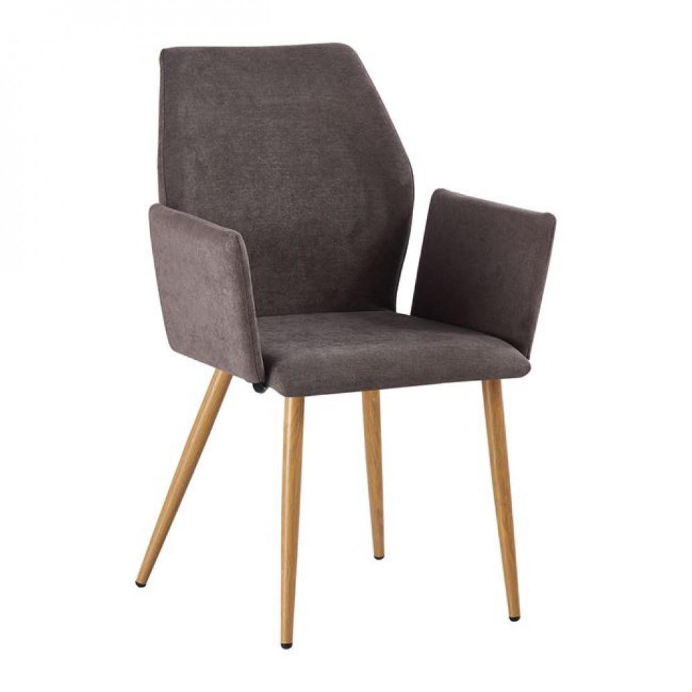 Πολυθρόνα "LETO" μεταλλική-υφασμάτινη σε γκρι-καφέ χρώμα 60x62x84