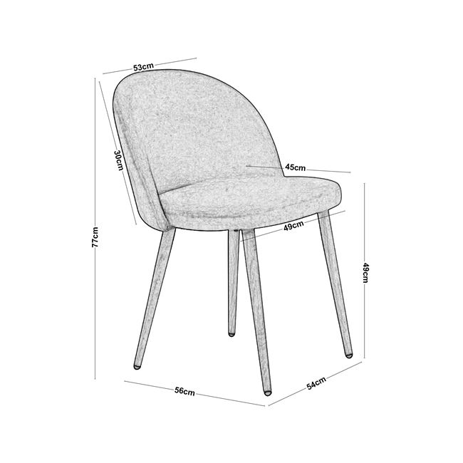 Καρέκλα "BELLA" μεταλλική-υφασμάτινη σε χρώμα γκρι 45x53x77