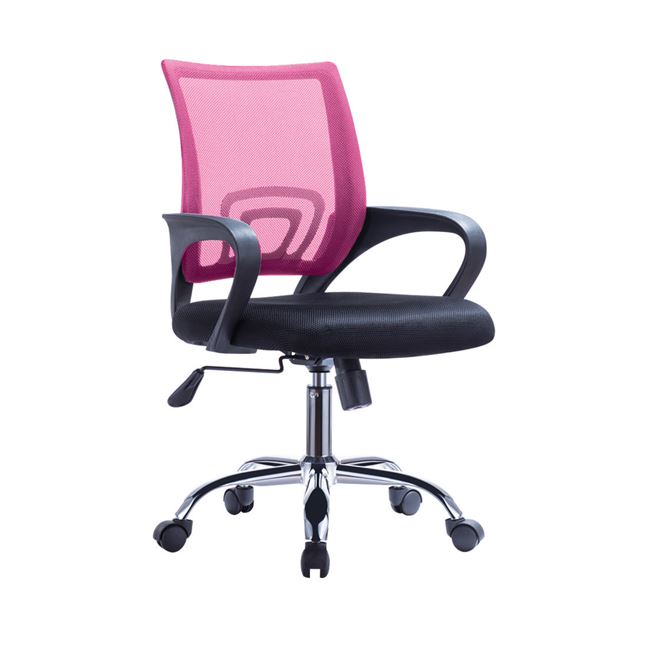 Πολυθρόνα εργασίας από ύφασμα mesh σε ροζ-μαύρο χρώμα 55x62x89/101